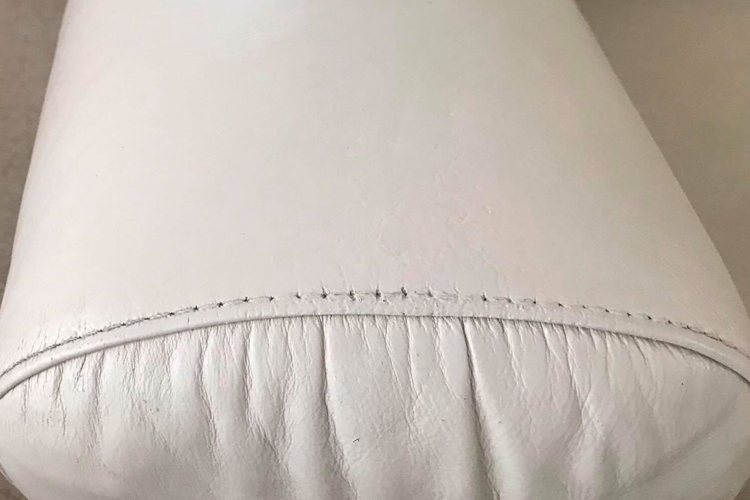 White leather sofa after repair